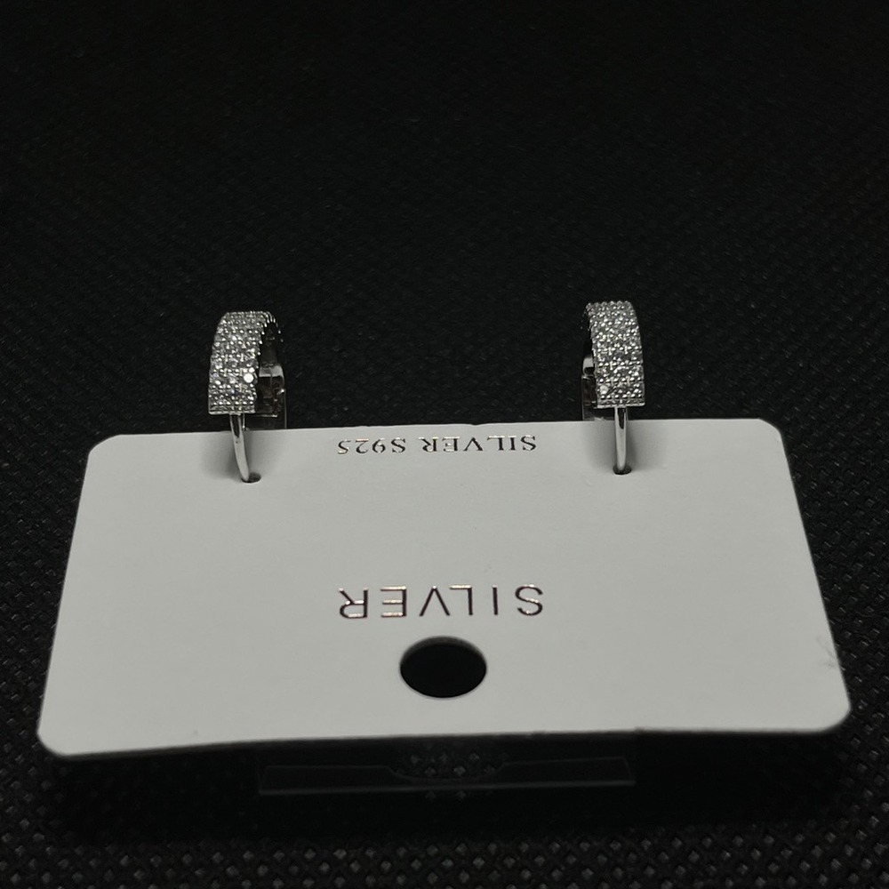 925 Sterling Silver  Huggie‎ Hoop Earrings 15mm P - Picture 5 of 6